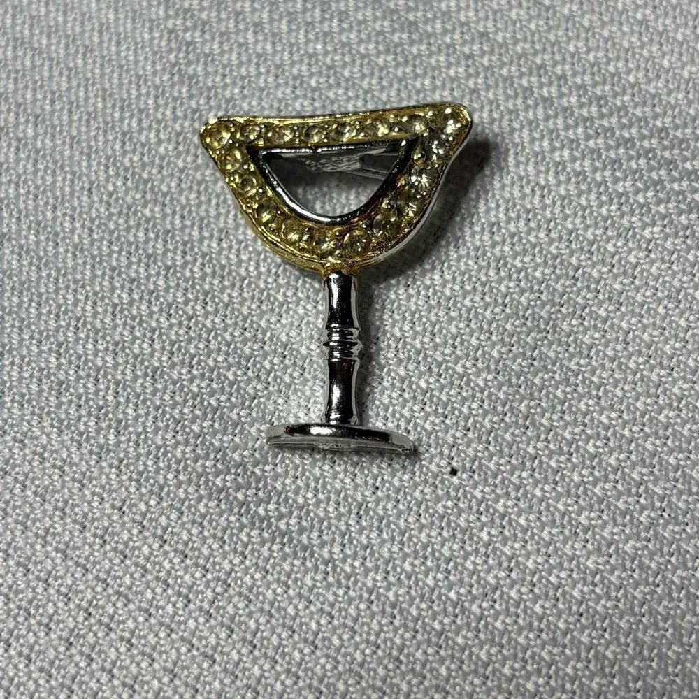 Vintage Goldtone Martini Brooch Excellent Preloved Condition